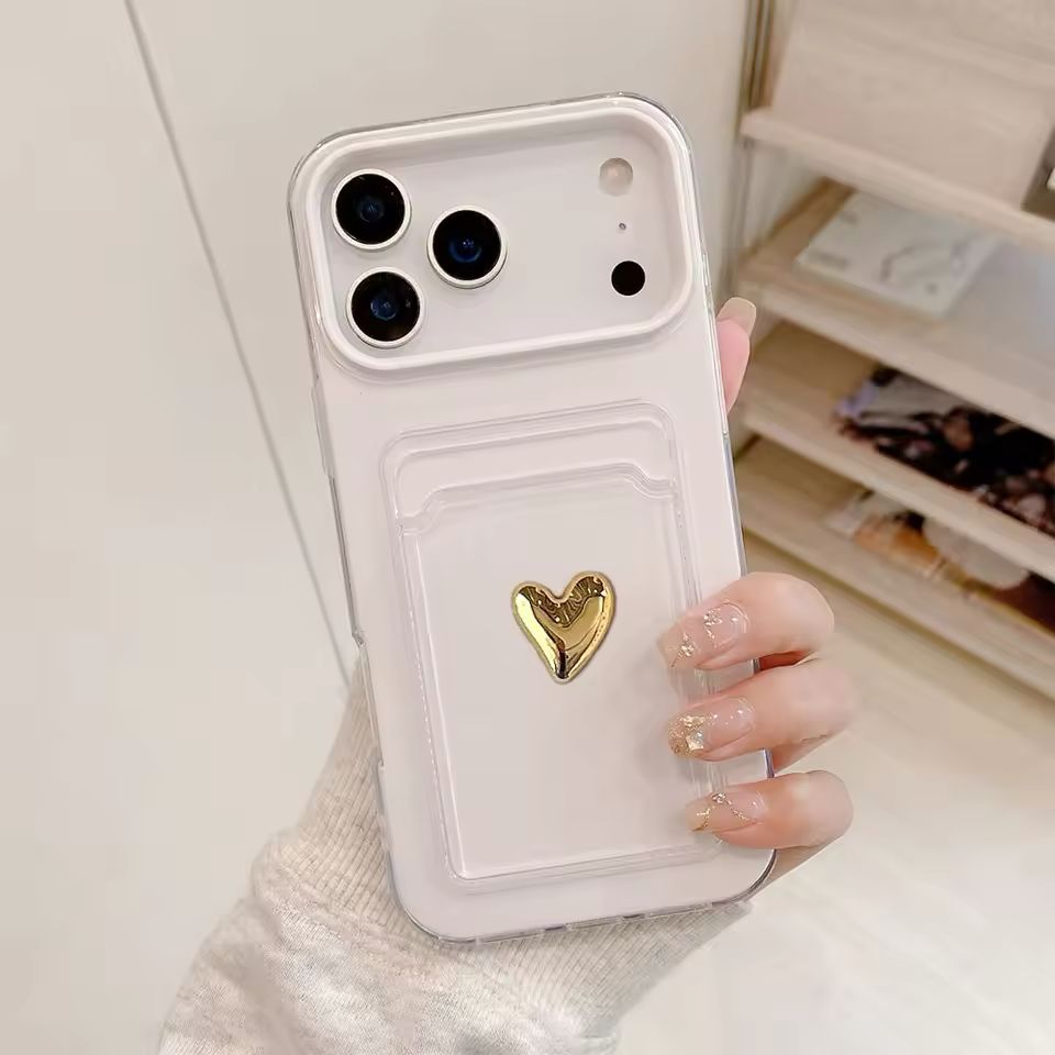 Gold Love Heart Shockproof Silicone | iPhone 17 All Variants Case