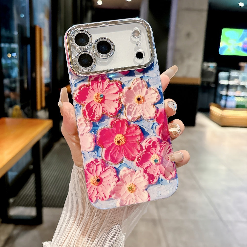 Colorful Flowers Diamond Lens Film Phone Case | iPhone 17 All Variants Case