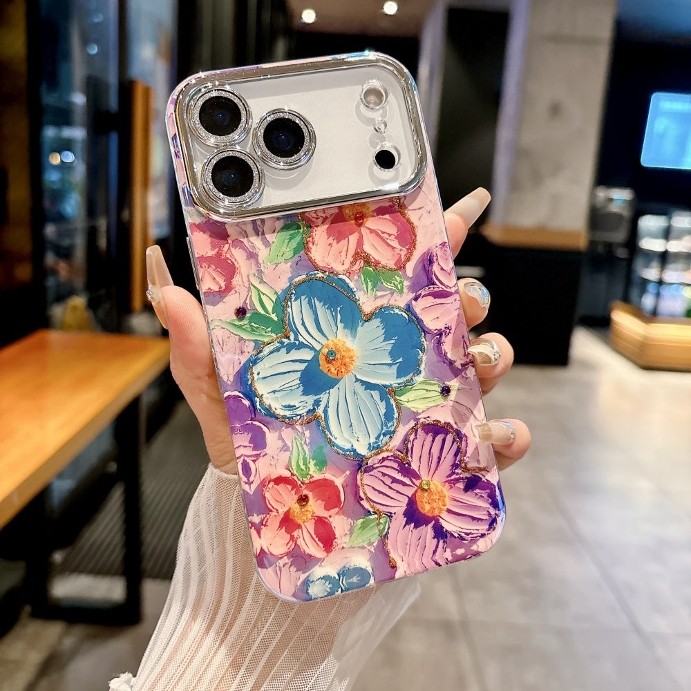 Colorful Flowers Diamond Lens Film Phone Case | iPhone 17 All Variants Case