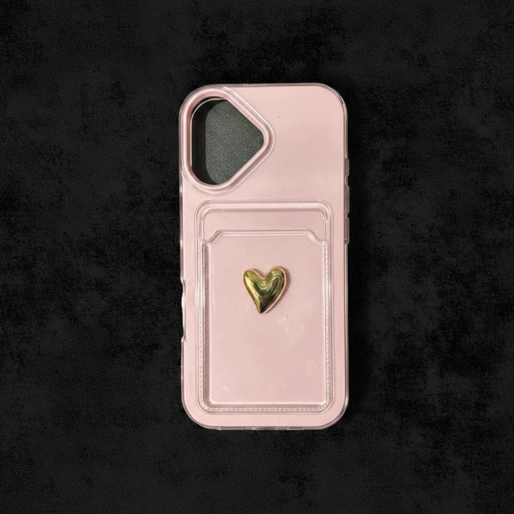 Gold Love Heart Shockproof Silicone | iPhone 17 All Variants Case