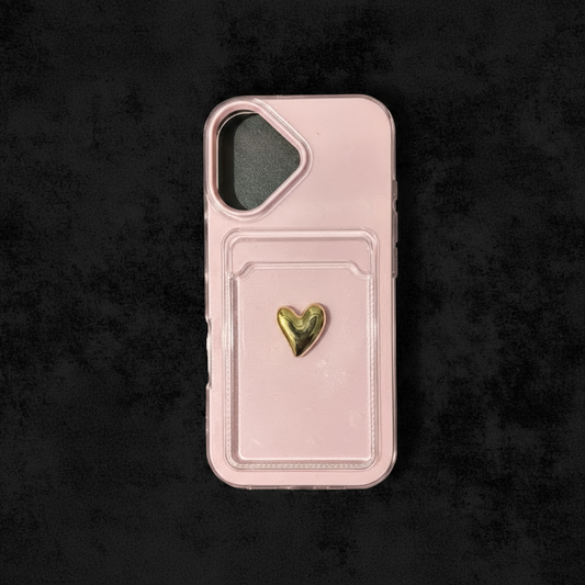 Gold Love Heart Shockproof Silicone | iPhone 17 All Variants Case